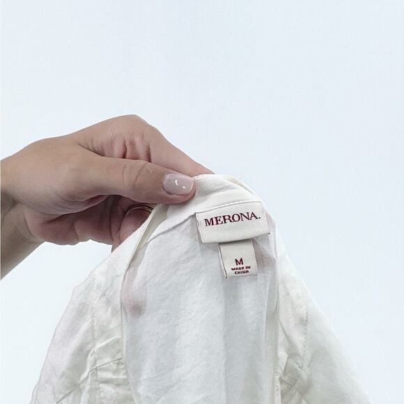 Merona White Boho Babydoll V-neckline Tank Top Size Medium - Picture 4 of 4